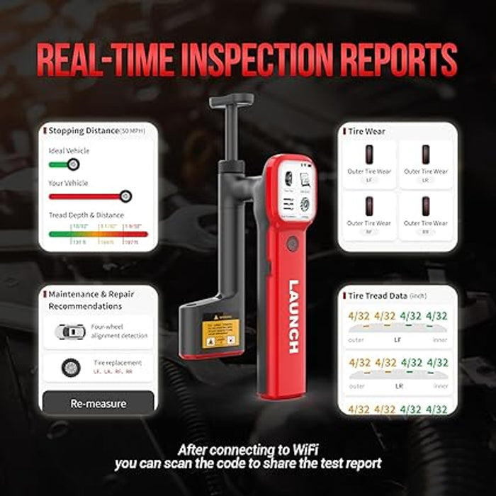 Launch Tread Master Handheld Laser Tyre Tread Depth Measurement Examiner
