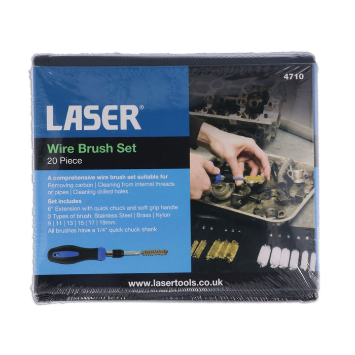 Laser 4710 Wire Brush Set 20 piece in Fabric Fold-out Case
