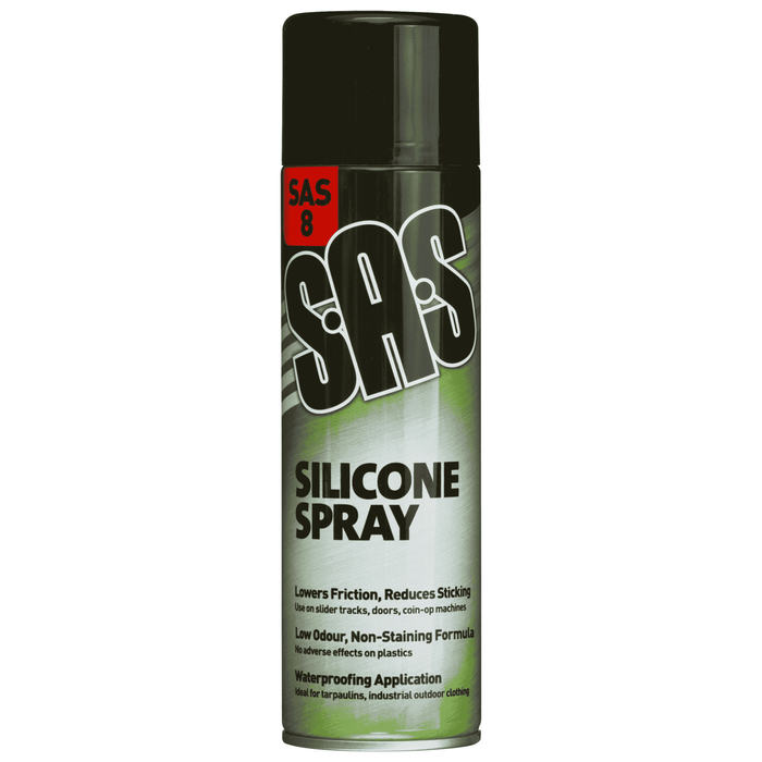 SAS8 Silicone Spray Aerosol 500ml. Pack of 6.