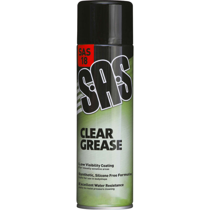 SAS18 Clear Grease Aerosol 500ml. Pack of 6