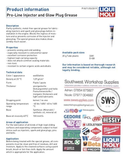 Liqui Moly Glow Plug Injector BUNDLE 3 Piece Set Kit 3379 3381 8916