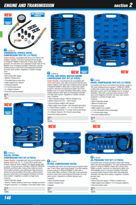 Draper 35886 Petrol and Diesel Master Engine Compression Test Kit 37 piece