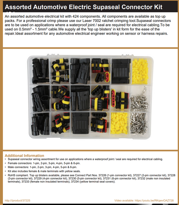 37225 Assorted Automotive Electric Supaseal Connector Kit 424pc