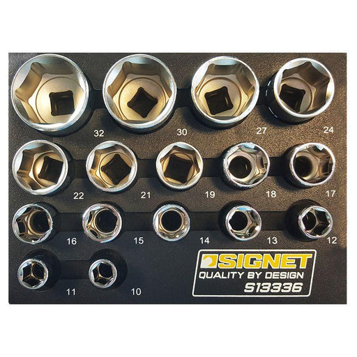 1/2" Drive 6 Point 16 Piece Standard Socket Set 10-32mm in EVA Foam