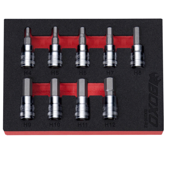 Boxo 9 Pce 3/8" Hex Bit Socket Set