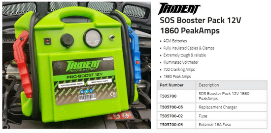 T505700 Trident SOS Booster Pack 12V 1860 PeakAmps