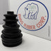 Black rubber boot with Rhino Rubber Corp logo in the background