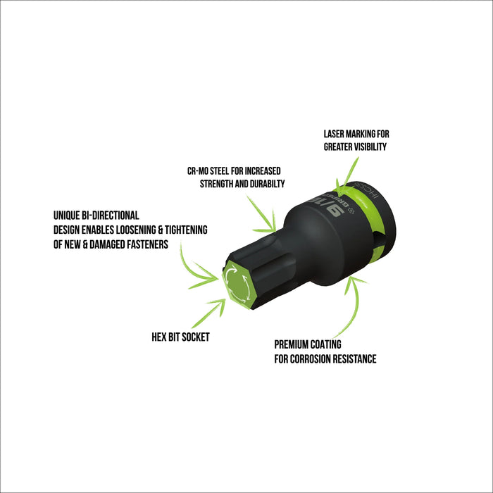 IHCS6S Grip Edge RPT Impact Hex Driver Set 1/2’’ Drive Standard SAE I 6 Piece