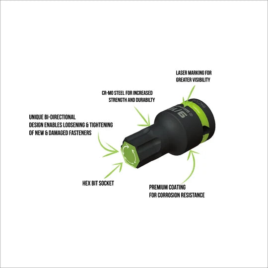 IHCS6S Grip Edge RPT Impact Hex Driver Set 1/2’’ Drive Standard SAE I 6 Piece