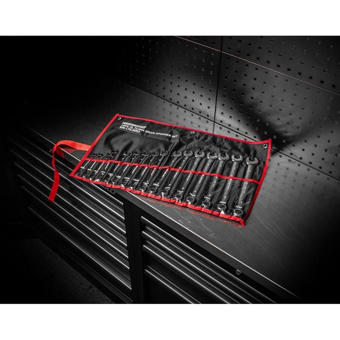 SIN-170.0003 XL Flank Spanners 6-21mm 16 Piece Powerhand Canvas Roll Extra Long Spanners PowerHand