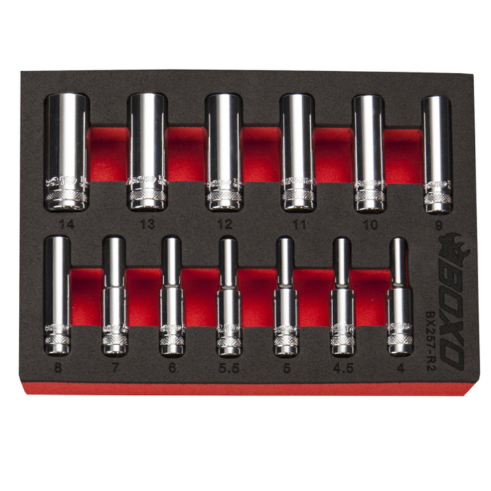 Boxo  1/4" 6 Point Deep 13 Piece Set BX257-R2